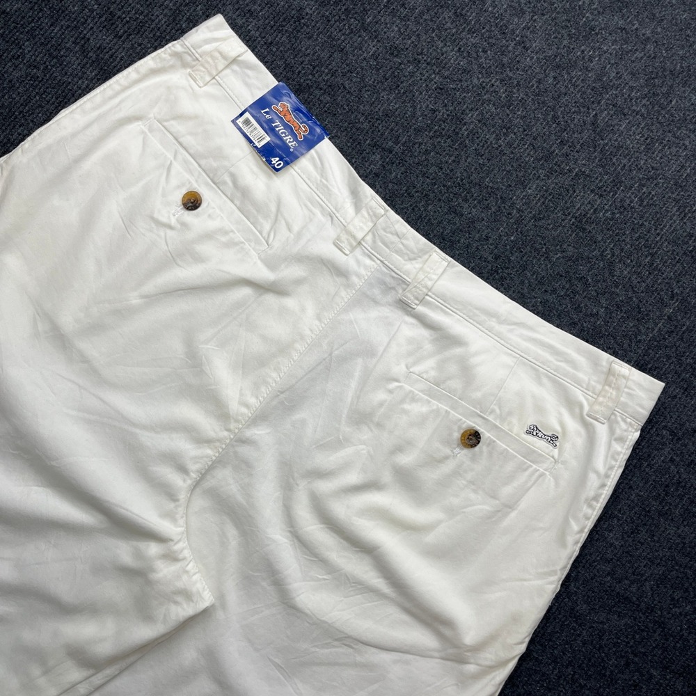 Le Tigre Mens Chino Shorts White Size 40 NWT Vintage Style Preppy Cotton Twill‎
